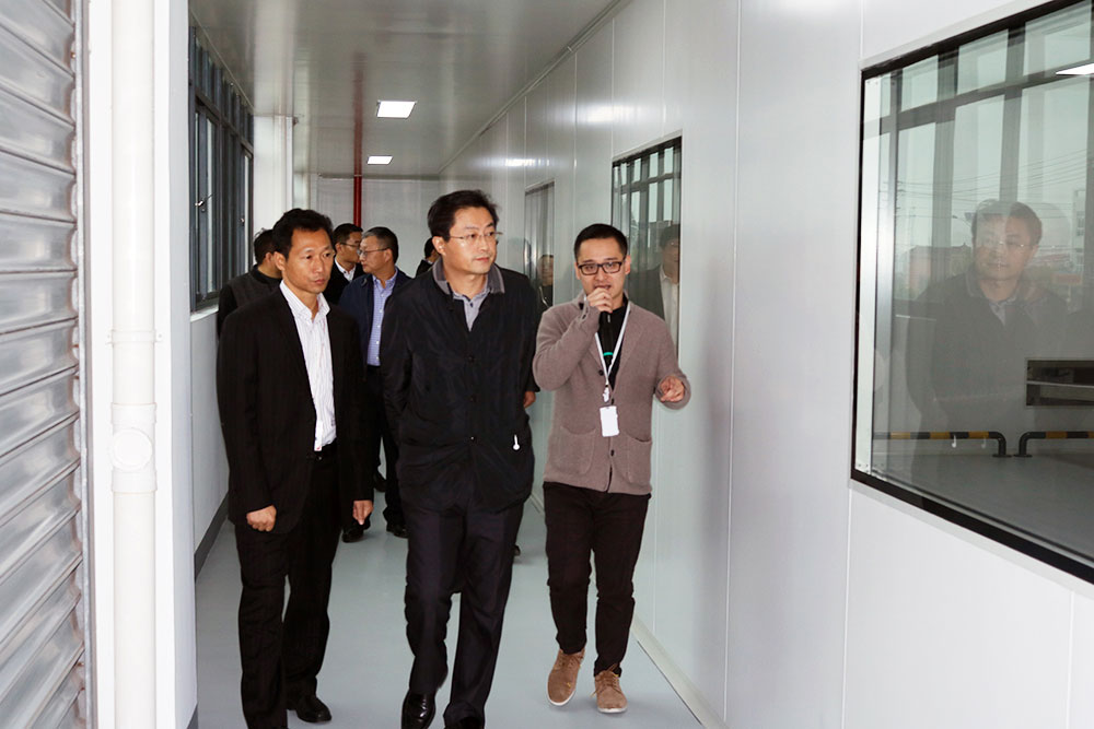 揚州市邗江區區長錢峰等領導前來祝賀揚州麻豆视频APP下载网站第一條產線正式投產並參觀調研